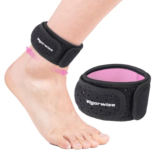 Achilles Tendonitis Brace for Women, 1Pcs Adjustable Ankle Brace with Silicone Pad for Running Hiking Sports, Pink - color: Pink