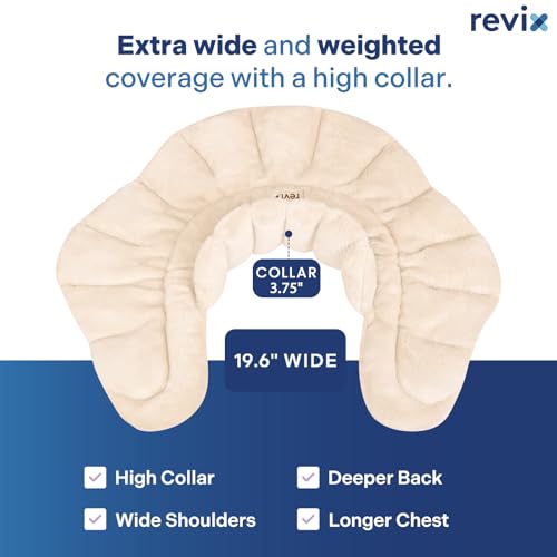 REVIX Microwave Heating Pad for Neck & Shoulders, Moist Heat Weighted Wrap - color: Beige