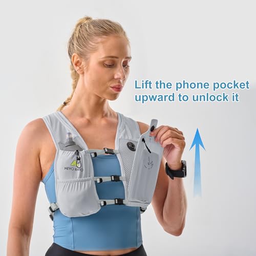N NEVO RHINO Running Vest with 350ML TPU Soft Flask,Adjustable Chest Straps - color: Gray