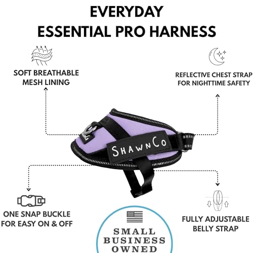 ShawnCo Essential Pro Dog Harness, No-Pull Pet Vest (ICY Lilac, XS) - color: Icy Lilac, size: XS