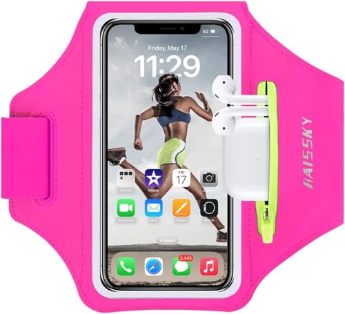 HAISSKY Running Armband with Earbud Pocket Sweatproof Running Phone Holder - color: Negro