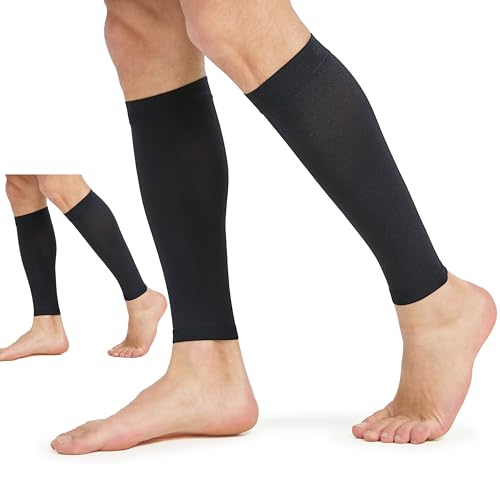 MGANG 20-30mmHg Compression Calf Sleeves Reduces Leg Swelling & Fatigue - color: 1 Pair Black + 1 Pair Black, size: 4X-Large (2 Pair)