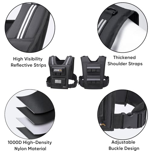 APEXUP Weighted Vest Men, Adjustable Weight Vest for Running - color: Black, size: Vest Only-30lbs