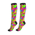 Compression Socks Knee High Circulation Support Socks For Women Men Athletic Running Hiking Cycling - color: Retro 80s 90s