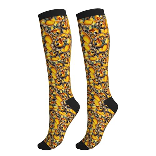 Compression Socks Knee High Support Socks Women Circulation Stockings for Athletic Running Cycling Flying - color: Duck