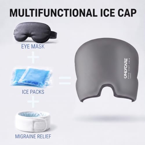 ONLYCARE Migraine Relief Cap, Headache Relief Cold Cap with Odorless Gel - color: Grey