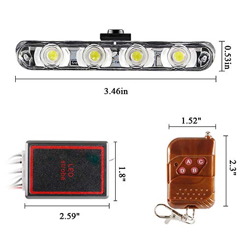 4x4 LED 4 in 1 Surface Mount Grill Light DC12V Wireless Remote Emergency Flashing Beacon Lamp Ambulance Police Light Strobe Warning External Light for Truck Trailer Caravan Van (Red White) - color: Red & White, size: 4 in 1
