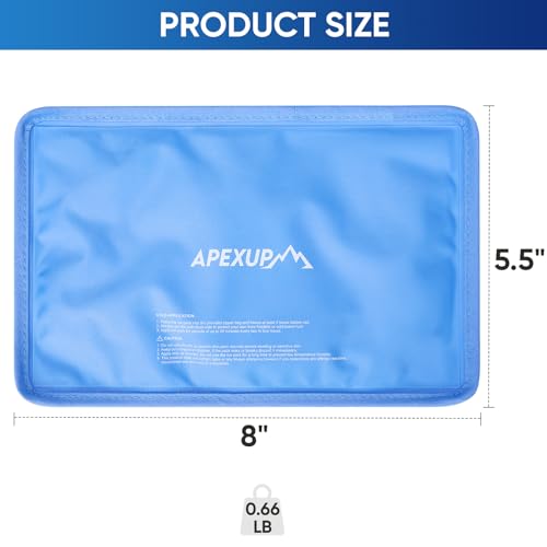 APEXUP Gel Ice Packs for Injuries Reusable, Flexible Double Sided Cold Packs for Injuries, Ice Pack for Knee, Shoulder, Back, Hip, Leg, Arm (Blue, 8"x5.5", 2PK) - size: S-2PK (8"x5.5"), style: Blue