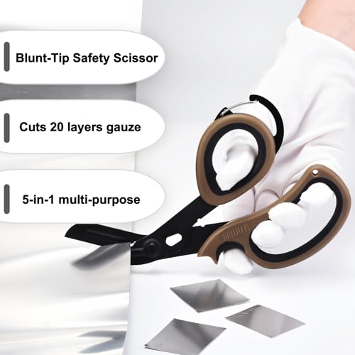 MEUUT Trauma Shears with Carabiner 7.5 Inch 2-Pack Medical Scissors - color: Coffee/Black+coffee/Black