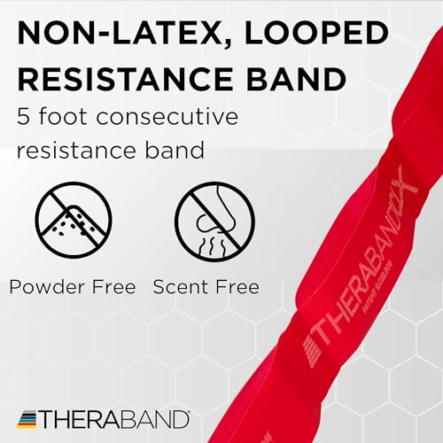 THERABAND CLX Resistance Band with Loops, 5-Foot Band - color: Level 2 / Medium - Red