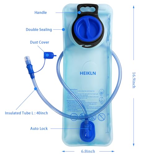HEIKLN Hydration Bladder 1.5L-2L-2.5L-3L,Leak Proof Water Reservoir, BPA Free Military Water Storage Bladder Bag Hydration Pack Replacement Easy Clean for Bicycling Hiking Camping Hunting Running - color: 3L Blue Green