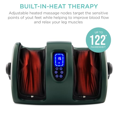 Best Choice Products Shiatsu Foot Massager with Heat for Plantar Fasciitis & Neuropathy, Kneading Foot & Calf Massager with Remote, 360° Adjustable Handle, Rolling & Compression Massage - Green - color: Green