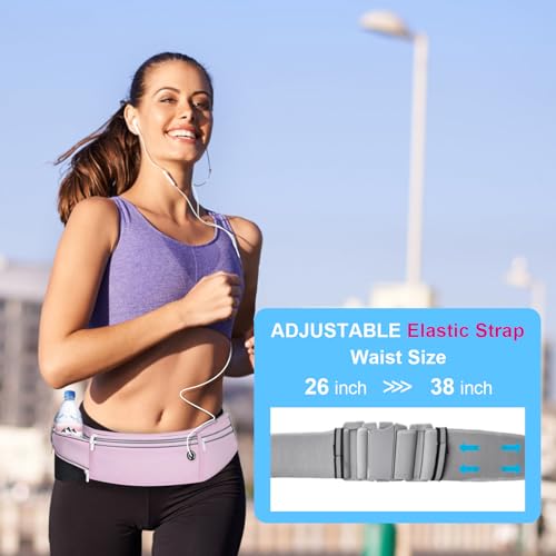 Slim Running Belt for Women Men,Runners Fanny Pack Phone Holder,Money Belt,Running Gear Accessories,with 3 Pockets (Jet Purple) - color: Jet Purple