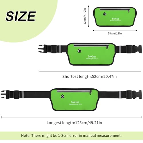 SooGree Running Belt Fanny Pack for Women Men Waterproof Waist Pack Runners Bag Slim Money belt Phone Holder for Sports Hiking Traveling Adjustable Strap Workout Pouch Lightweight Walking Jogging - color: Green, size: 1188