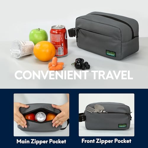 Haimont Freezable Snack Cooler Bag, Mini Chill Reusable Freezer Lunch Bags with Adjustable Handle, Wear Resistant Small Insulated with Zip Closure, Gray - color: Gray