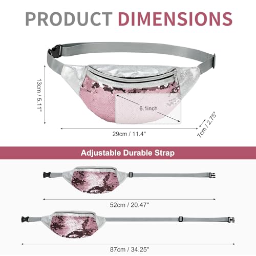 Holographic Sequined Fanny Packs for Women, Waist Belt Bag Fashion, Crossbody Bum Bag for Running, Red - color: Red