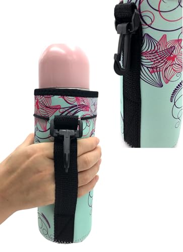 Wanty Neoprene 20 Oz Insulated Water Drink Bottle Cooler Carrier Cover Sleeve Tote Bag Pouch Holder Strap for Climbing Cycling and Running Outdoor Activities (Campanulaceae) - color: Campanulaceae