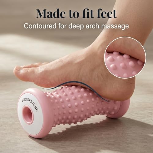 Brookstone Foot Roller Massager Plantar Fasciitis - Hot and Cold Foot Rollers Massage for Tension Relief - Microwave & Freezer Safe - Relax The Muscles with Plantar Fasciitis Roller (Blush Pink) - color: Blush Pink