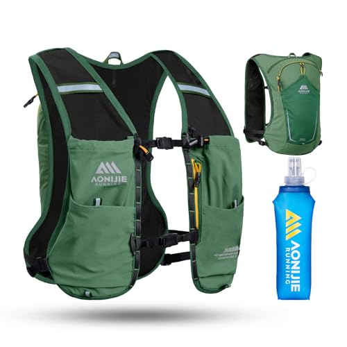 AONIJIE Running Hydration Vest for Men Women 500ml Soft Flask Water Bottle - color: Green, size: 500ml
