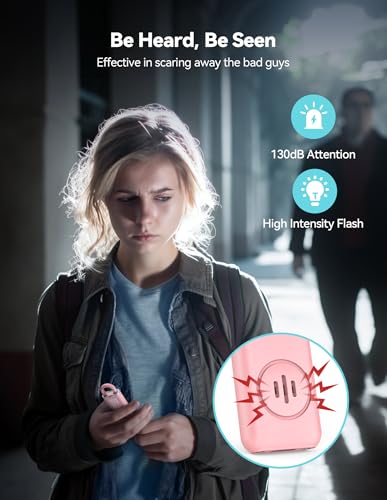 TECKNET Rechargeable Personal Safety Alarm for Women, 130dB Self Defense Keychain Alarm with SOS Strobe Light, Low Battery Notice, Loud Siren Safety Keychain for Girls Kids Elderly - Pink - color: Pink
