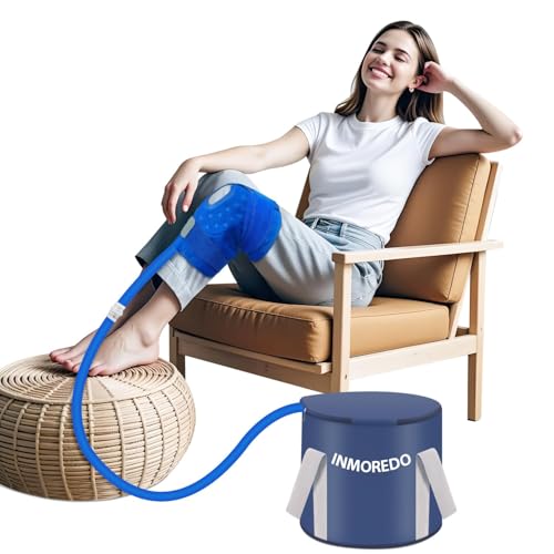 Inmoredo Cold Compression Machine for Knee, Portable Ice Therapy Machine with Quiet Pump and Compression Pad, Cooling System for Joint Support