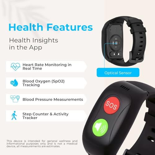 SecuLife SOS Wristband for Seniors with Fall Detection — Alerts Go Direct to Family, No Call Center | One-Button Simplicity, GPS Tracking, Geofencing, 2-Way Calling, Waterproof Medical Alert