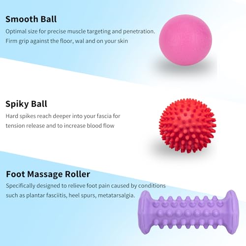 Purple Foot Massager Roller for Plantar Fasciitis, Arch & Heel Pain Relief - color: Purple Combination