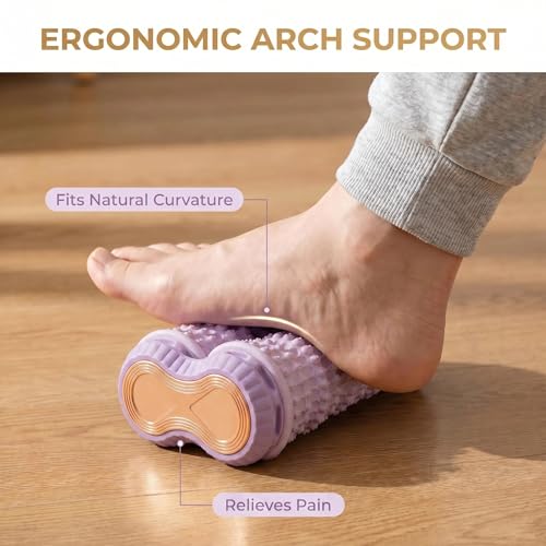 Foot Roller Massager for Plantar Fasciitis Relief, Portable Foot Massager, Eases Foot Pain, Stimulate Plantar Nerves, Enhances Circulation, Anti-Fall Safe Design Kid & Elderly Friendly(Purple) - color: Light Purple