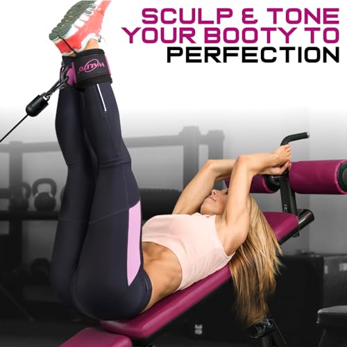 Ankle Straps for Cable Machines, Leg Straps for Glute Kick Back Accessories - color: Black Rose