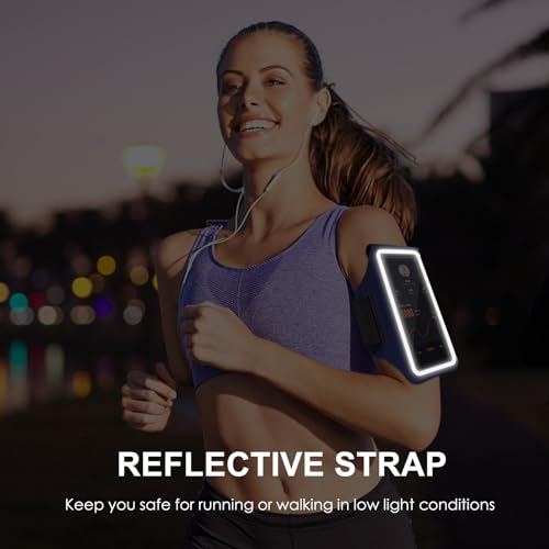 GUZACK Running Armband with Key Pockets & Card Slot, Up to 6.9", Medium - color: Navy Blue, size: M