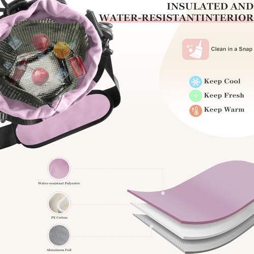 Insulated Water Bottle Carrier with Adjustable Strap - 25/32/40 oz Water Bottle Crossbody Bag with Small Purse for Hiking, Gym, Travel - color: Dusty Pink