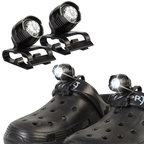 LED Clogs Shoes Light 2 Pcs,for Headlights for Croc 72 Hours in The Dark,for Dog Walking,Handy Camping,Night Running Gifts,Christmas Gifts(New Black) - color: New Black