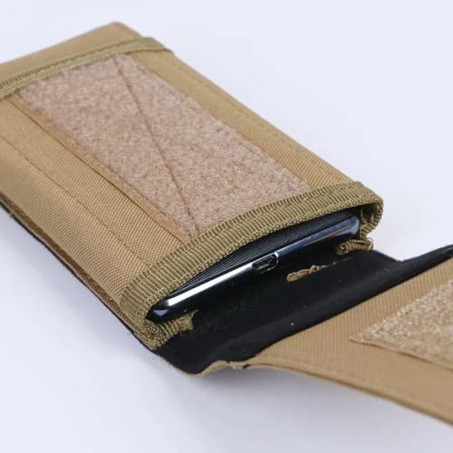 Outdoor Molle Tactical Phone Pouch 5.5-7.5 inches Cell Phone Waist Bag Sports Running Hiking Camping Hunting Portable Mobile Phone Belt Holder Utility Carry Pouch (Khaki)