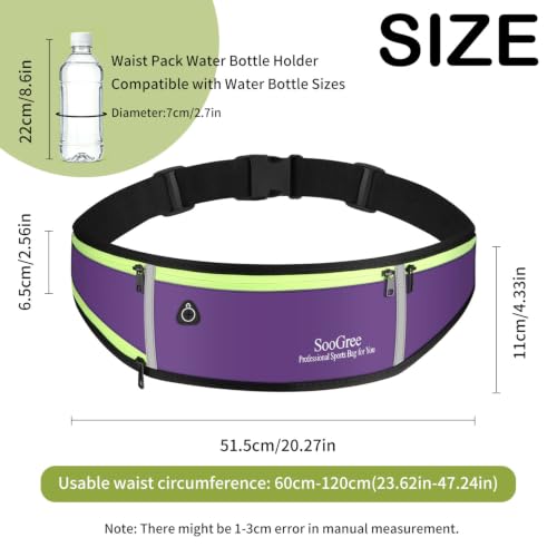 SooGree Men Women Running Belts,Slim Sport Belts,Waterproof Running Fanny Pack,Waterproof Running Waist Packs with Reflective Strip,Runner Belt for Running Walking Cycling Camping Gym (Purple) - color: Purple