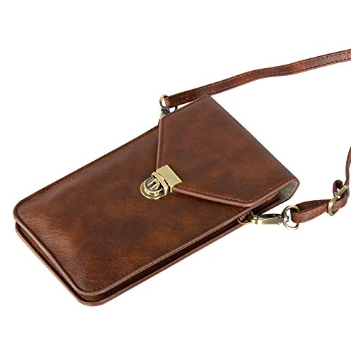Small Cell Phone Purse, Synthetic Leather Crossbody Bag Dual Pockets Card Holder Neck Pouch with Adjustable Strap for iPhone X Xr 8 7 6s Plus, Galaxy S10 S9 S8 Plus, LG G8 ThinQ, Brown - color: 02 Brown