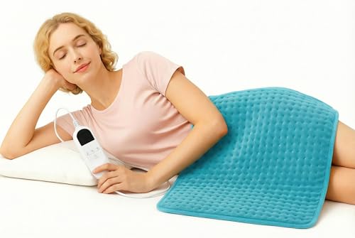 Large Heating Pad,20"x40" Extra Large Heating Pad for Back Pain Relief Electric Heating for Period Cramps Neck Shoulder Knee Pain Relief Moist/Dry Heat Auto Shut Off 9 Heat Setting Machine Washable - color: 24"x12" 8