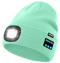 ATNKE LED Lighted Bluetooth Beanie Hat,USB Rechargeable 4 LED Wireless Music Running Headlamp Cap Gift for Men and Women - color: #Fruit Green