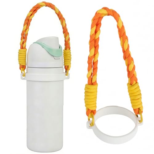 ALIBBON Water Bottle Handle Strap Compatible with 8-40oz Owala Stanley HydroJug Tumbler Owala Accessories Stanley Cup Accessories - color: Orange, style: Braided