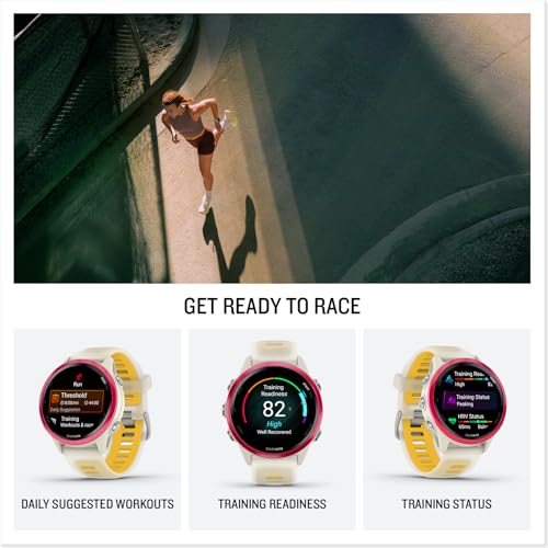 Garmin Forerunner® 570, 42mm, Aluminum, Bone/Mango - color: Raspberry with Bone/Mango, size: 42mm