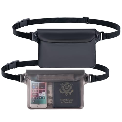 CADONO 2-Pack Waterproof Pouch with Adjustable Waist Strap - color: Black