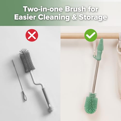 Haakaa Silicone Cleaning Brush for Baby Bottles & Crevices, Pea Green, 1PK - color: Pea Green, size: 1 Piece Set