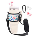 LUCKINEE Tumbler Holder with Strap Stanley Cup Holder Water Bottle Strap - color: Leaf print
