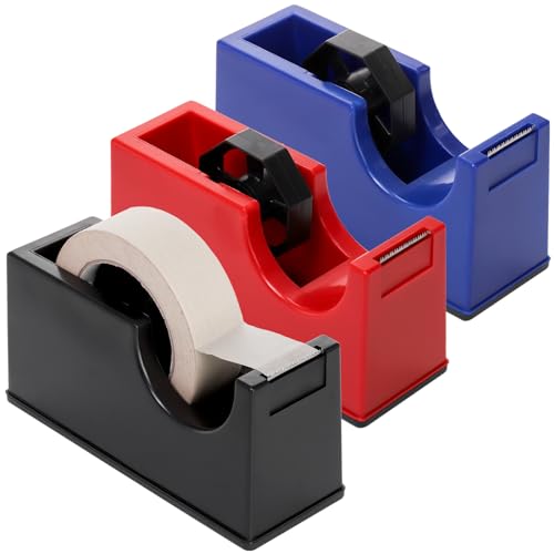 3 Pack Desktop Tape Dispenser Holder with 1 Inch Core and 3 Inch Core, Tape Roll Dispenser Desk Tape Dispenser with Weighted Non-Skid Base for Office Home School (Tape not Included)