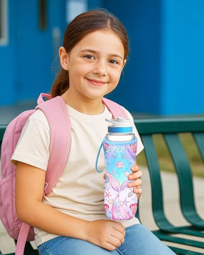 Water Bottle Sleeve for Cirkul 22 oz - Bottles Cover Holder Carrier Bag with Handle Strap - color: Blue Pink