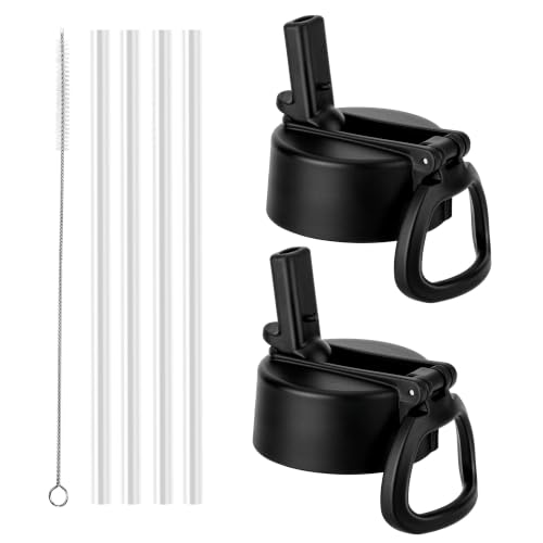 Straw Lid for Hydro Flask 12 16 18 20 32 40 64 oz Wide Mouth Bottle - color: Black 2 pack