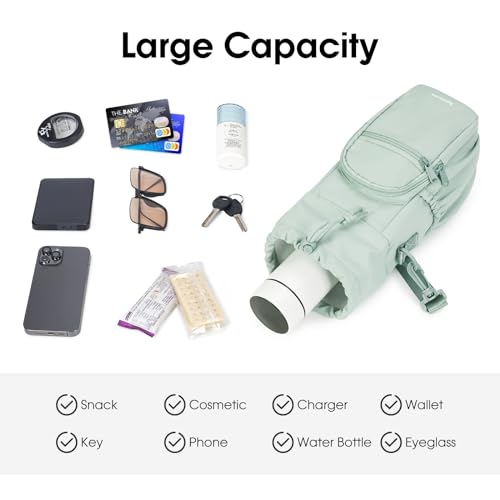 sportsnew 40oz Insulated Crossbody Water Bottle Sling Bag w/Phone Pocket - color: Sage Green