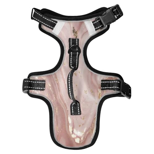 Rose Gold Abstract Marble Dog/Cat Harness, Reflective No-Pull Pet Harness with 2 Leash Clips, Fully Adjustable Soft Padded Dog Vest, No-Choke Pet Oxford Vest - color: Rose Gold Abstract Marble, size: S