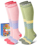 Thick Soft Cotton Compression Socks - color: Pink and Green Geometric, size: XX-Large
