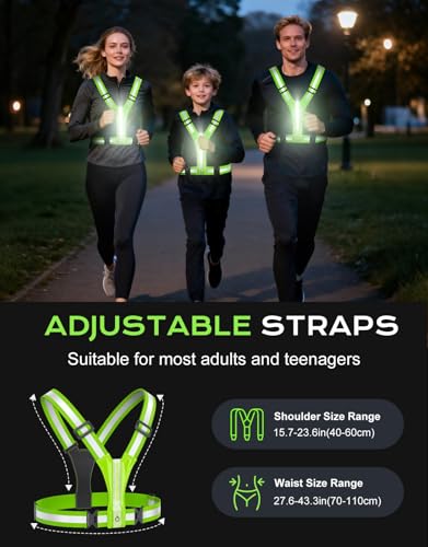 Cuvccn LED Reflective Vest Super Bright Lighting, Running Light for Runners