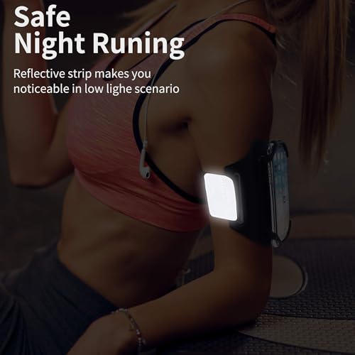 Detachable & 360° Rotatable Armband - Reflective Strap with Zipper Pocket Holder Bag - Compatible with iPhone 16 15 14 Pro Max Plus Samsung Galaxy Note for Running Workout Exercise Walking & Sports - color: Pink With Bag